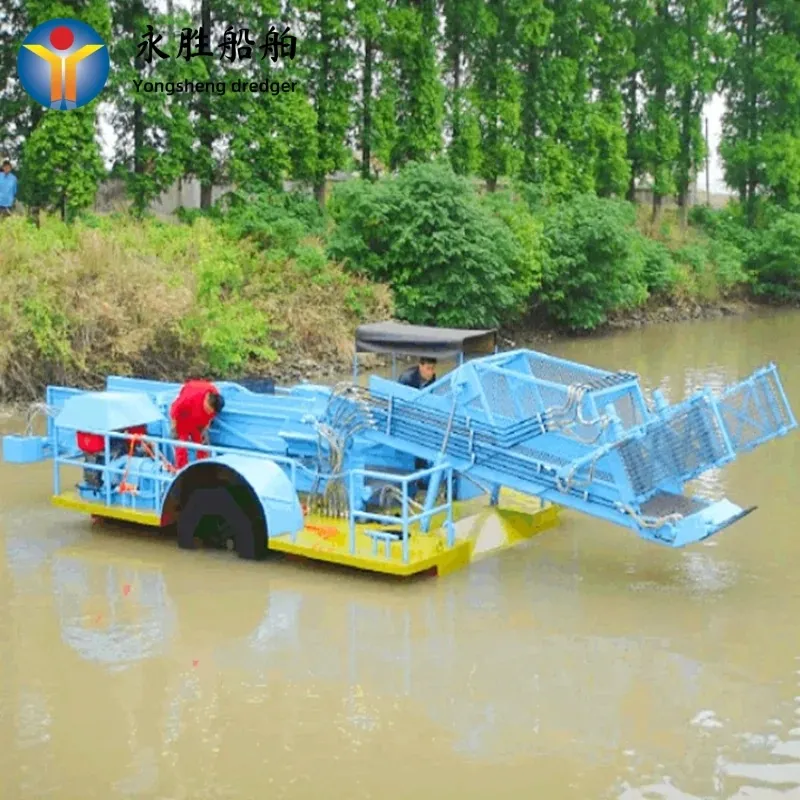 Mini efisien Aquatic Weed Harvester kapal pemotong rumput untuk satu orang untuk mengoperasikan 4